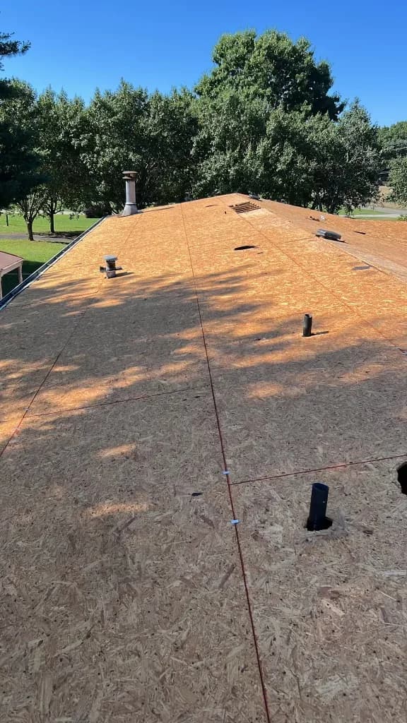 Roof decking exposed during a roof replacement project in Cherryville NC